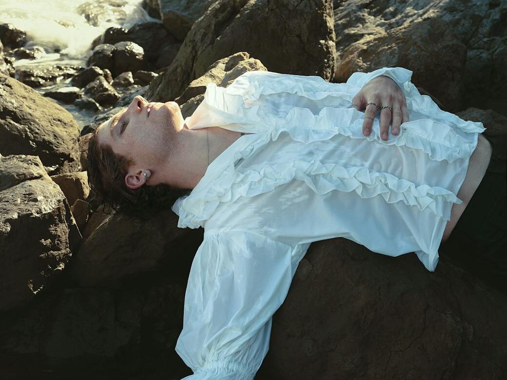serene moment by the rocky seashore